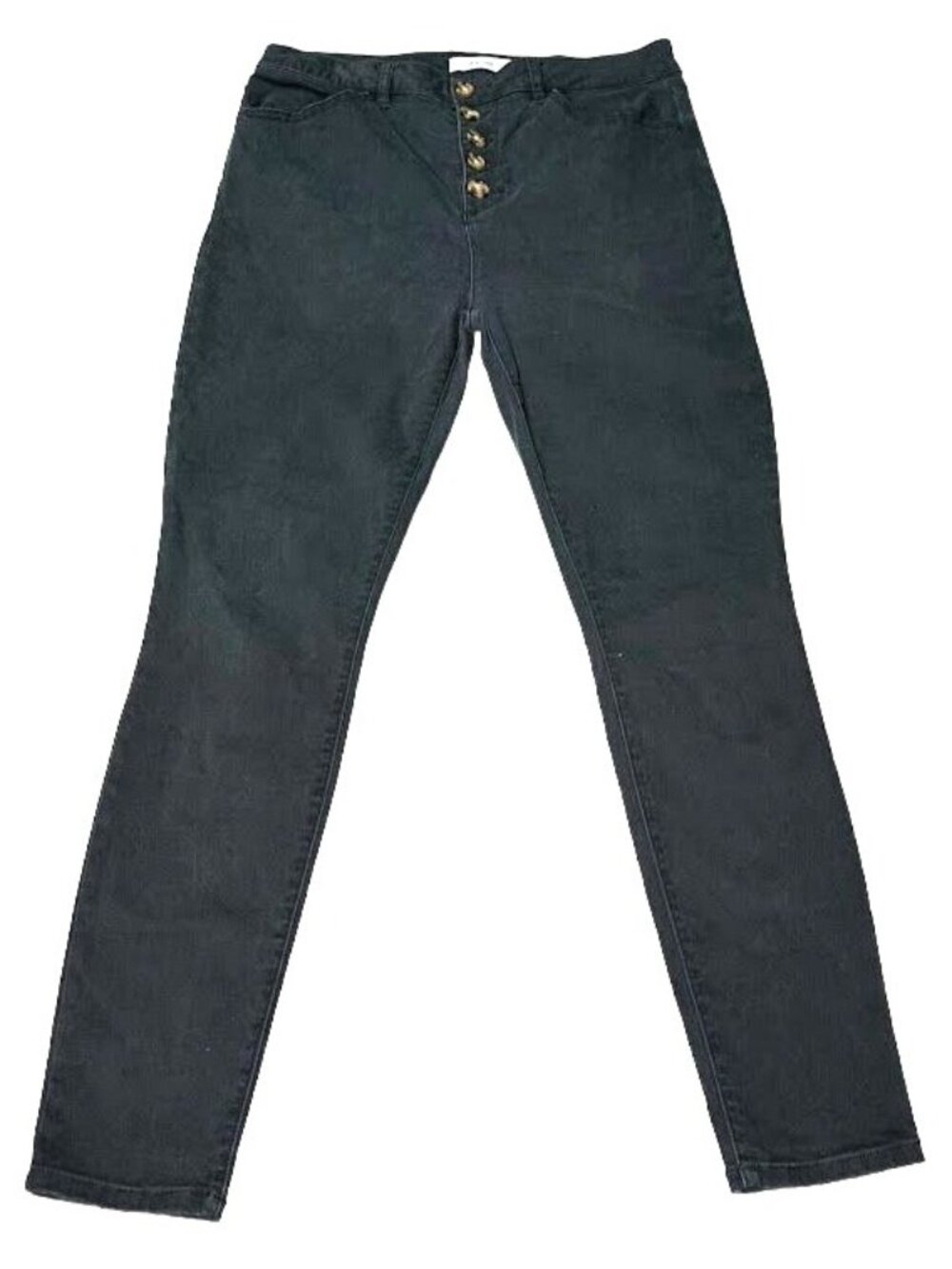 JustFab Women's Black Gray Skinny Jeans Button Fly High Rise Stretch